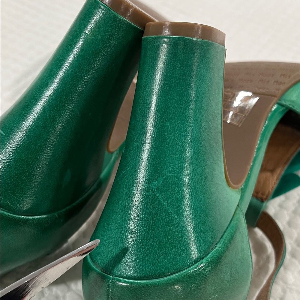 Miz Mooz sailor green Ruffle Heels boho romantic feminine sz7.5 - Picture 9 of 11